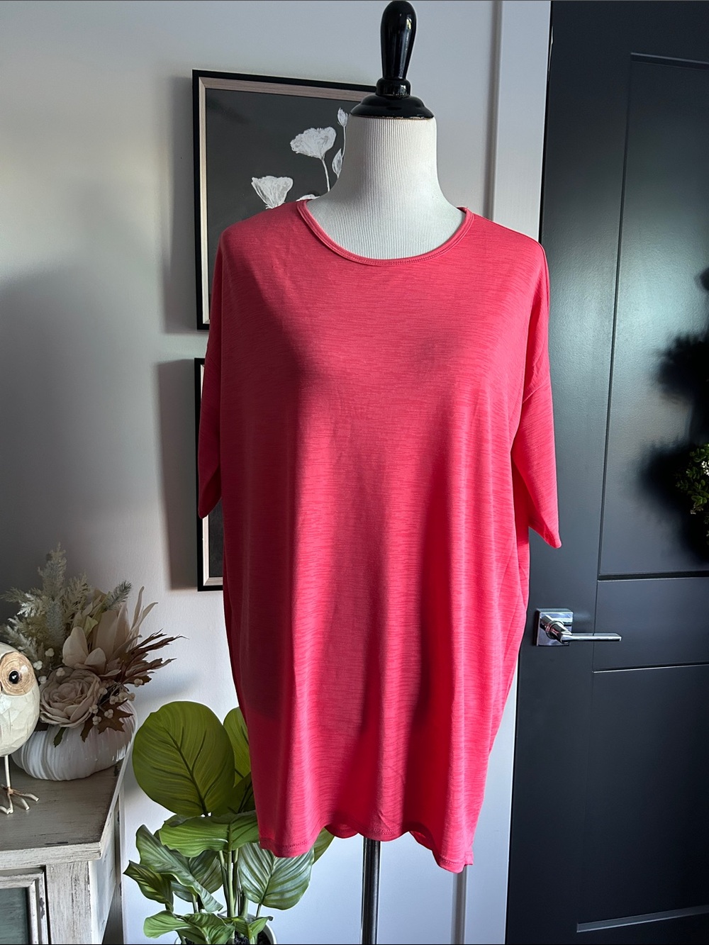 🌺 XS fits S too baggy cute long and cozy Crewneck Short Sleeve Top teaberryPink